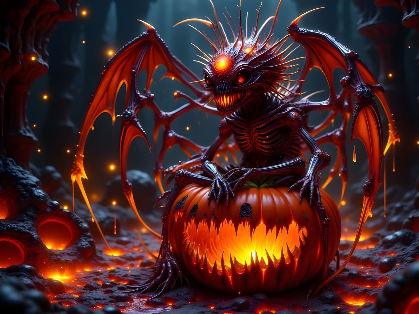 Steampunk Gargoyle on Halloween Pumpkin