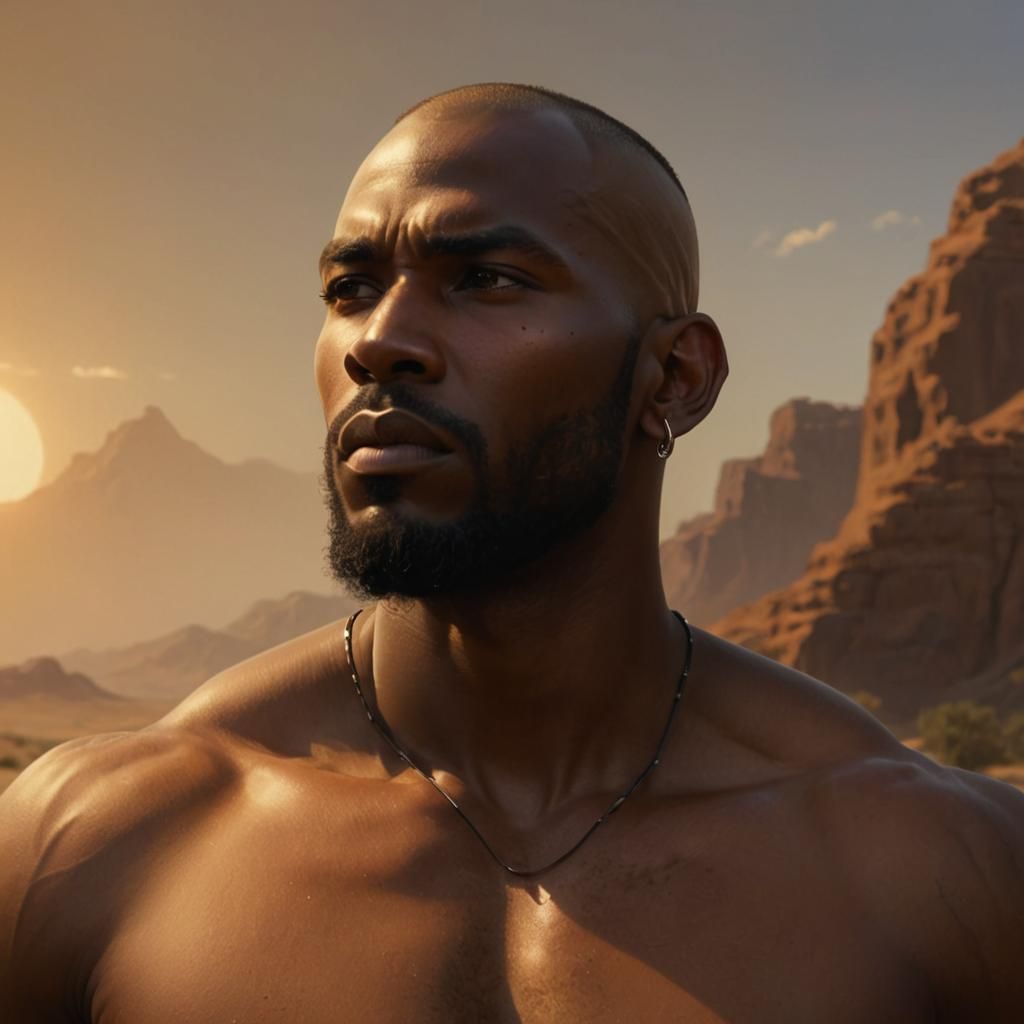 Epic Desert Warrior Portrait in High Fantasy Style