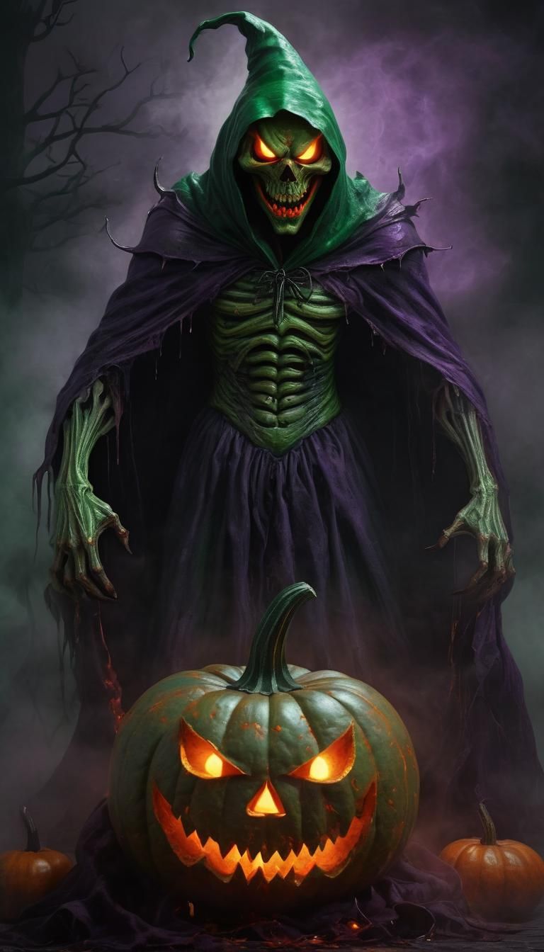 Macabre Dark Lord Jack O'Lantern with Gloomy Eyes