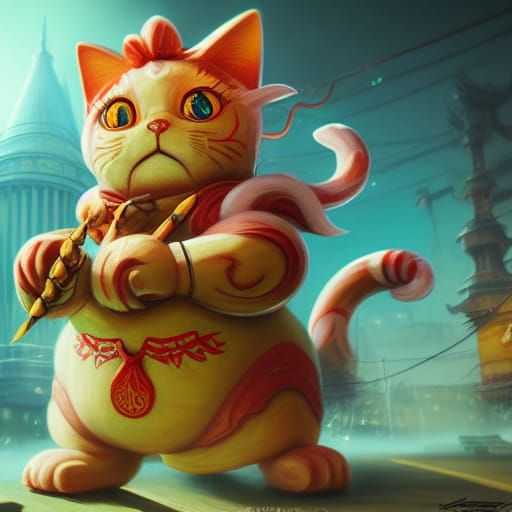 Lucky Cat: Vibrant Fantasy Concept Art