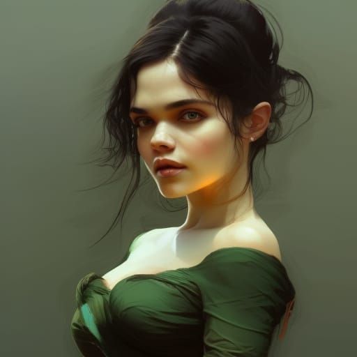 India Eisley Portrait in Art Nouveau Style