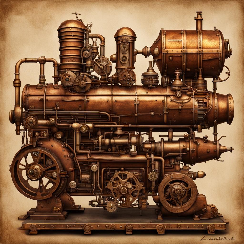 Steampunk Engine Illustration