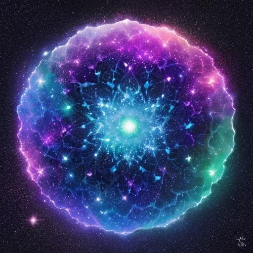 Galaxy Crystallization Flower in Pablo Amaringo Style