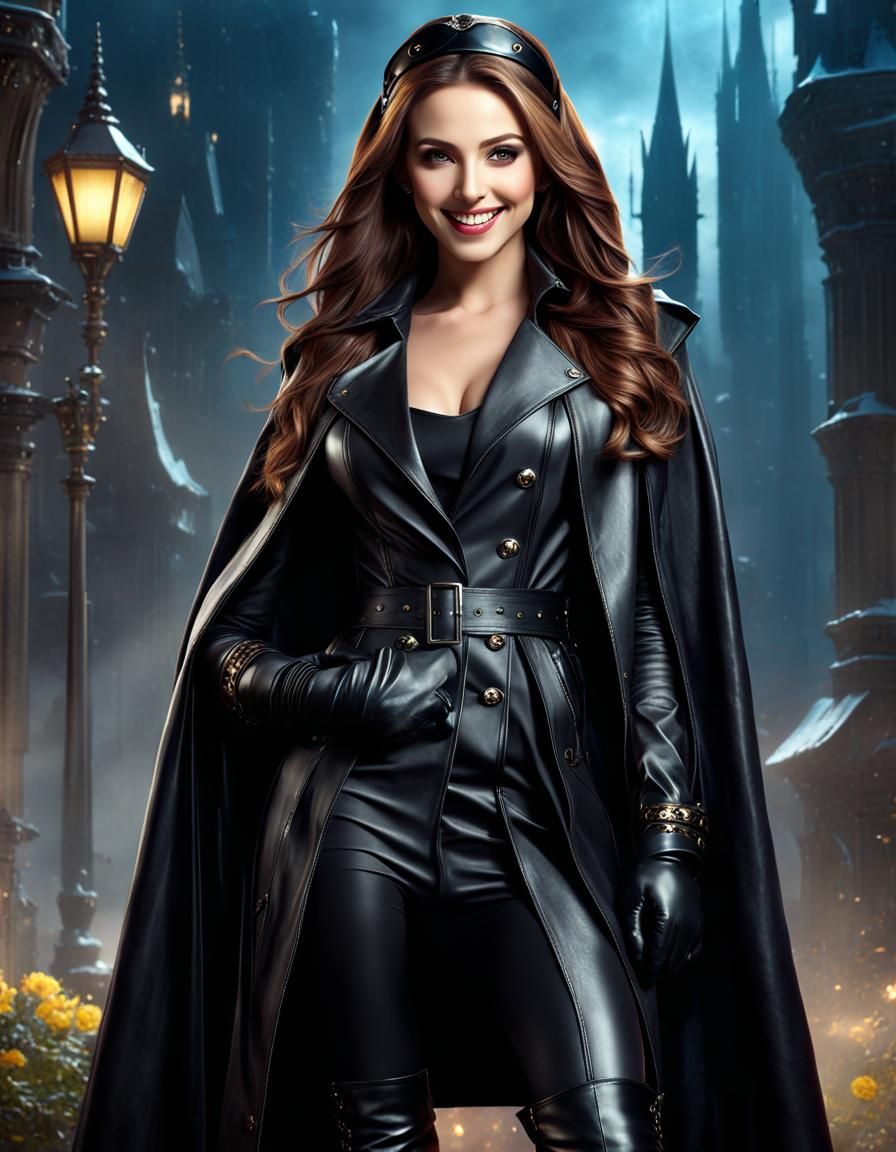 Young Woman in Leather, Detailed Fantasy Art