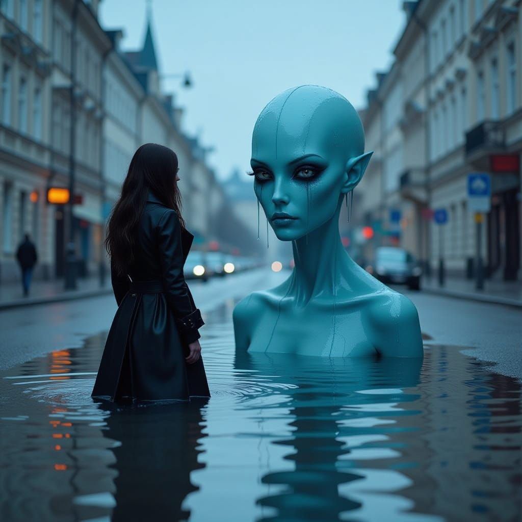 Ethereal Encounter in a Deserted Street