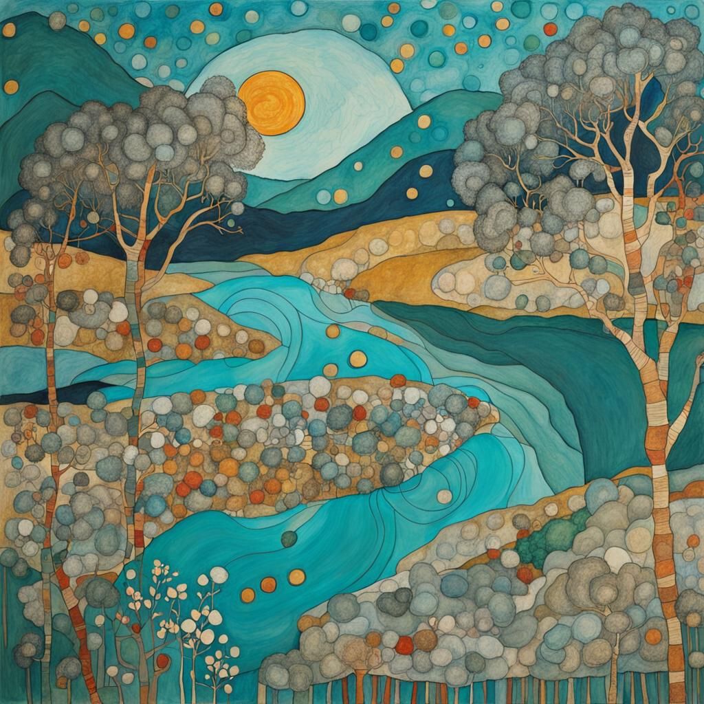 Abstract Organic Line Drawing in Art Nouveau Style