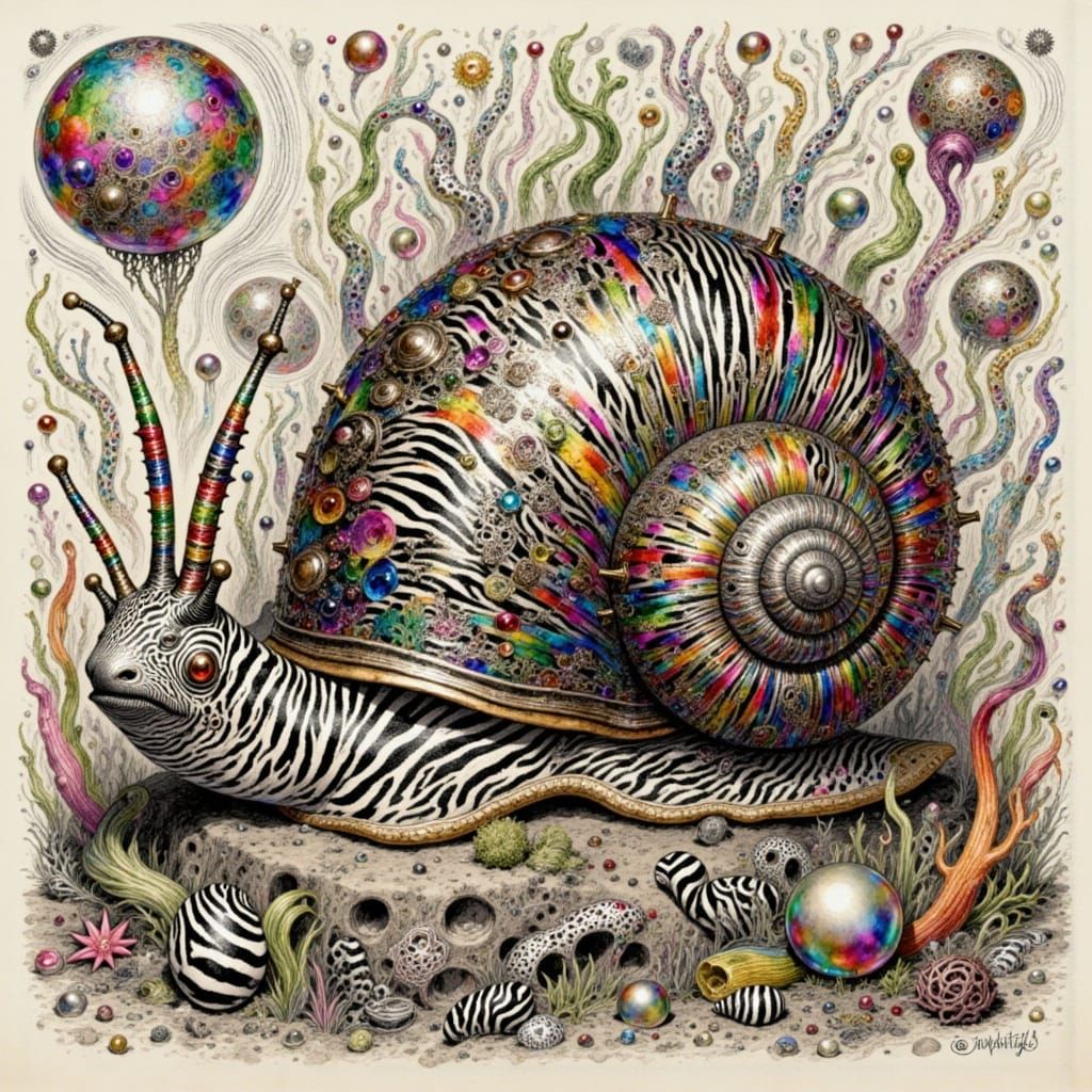 Giant Snail with Zebracore Aesthetic