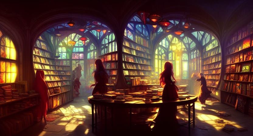 Fairy Comic Shop in Stained Glass Style