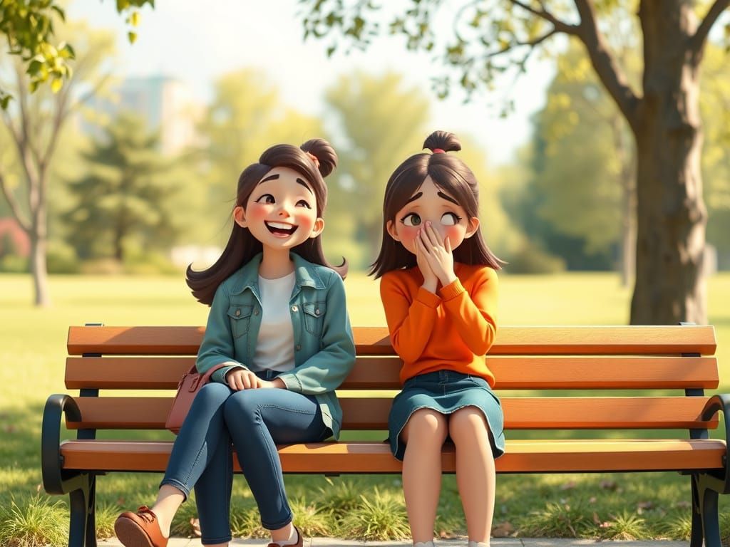Two Best Friends in Park, 2D Animation Style