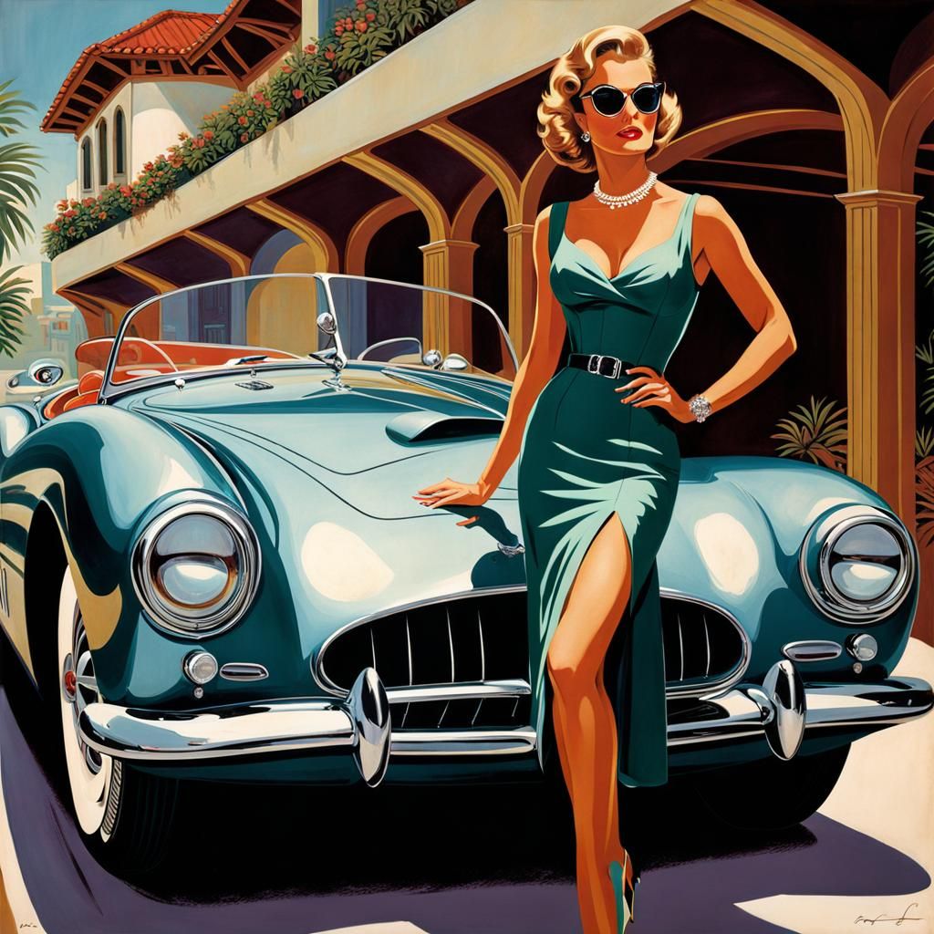 Vintage Sports Car Poster in Capullo Style