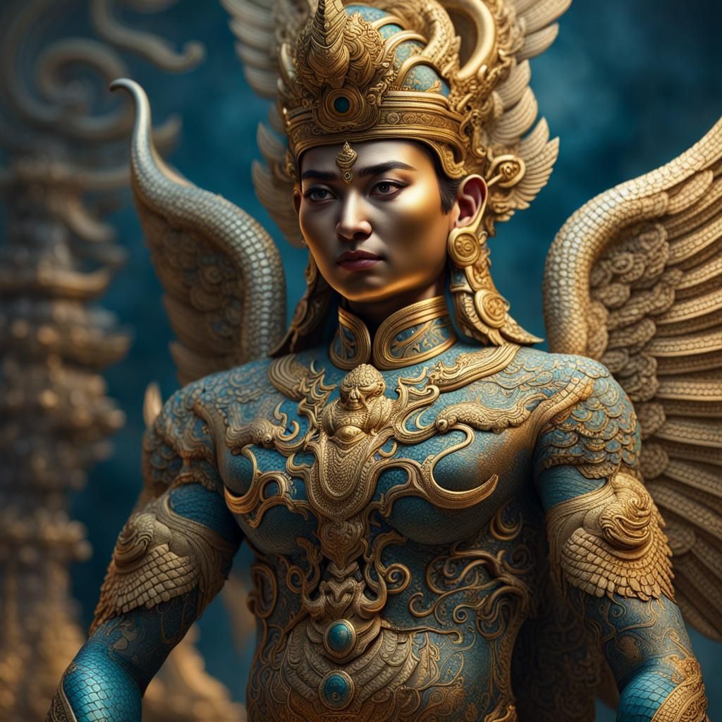 Garuda on Vishnu Mountain: Thai Art Macro Photography