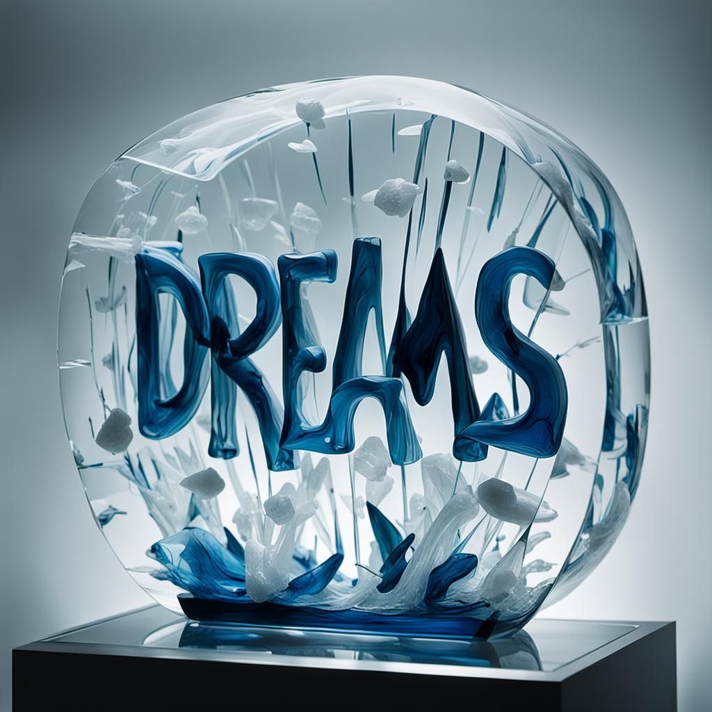 Shattered Glass Sculpture of Dreams in Cinematic Style