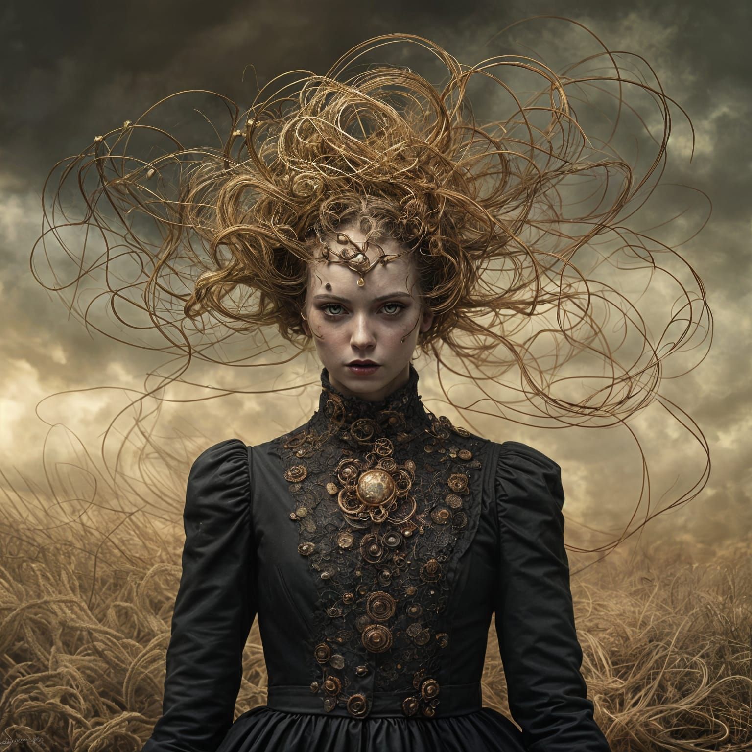 Surreal Dancer Transcended by Golden Energy