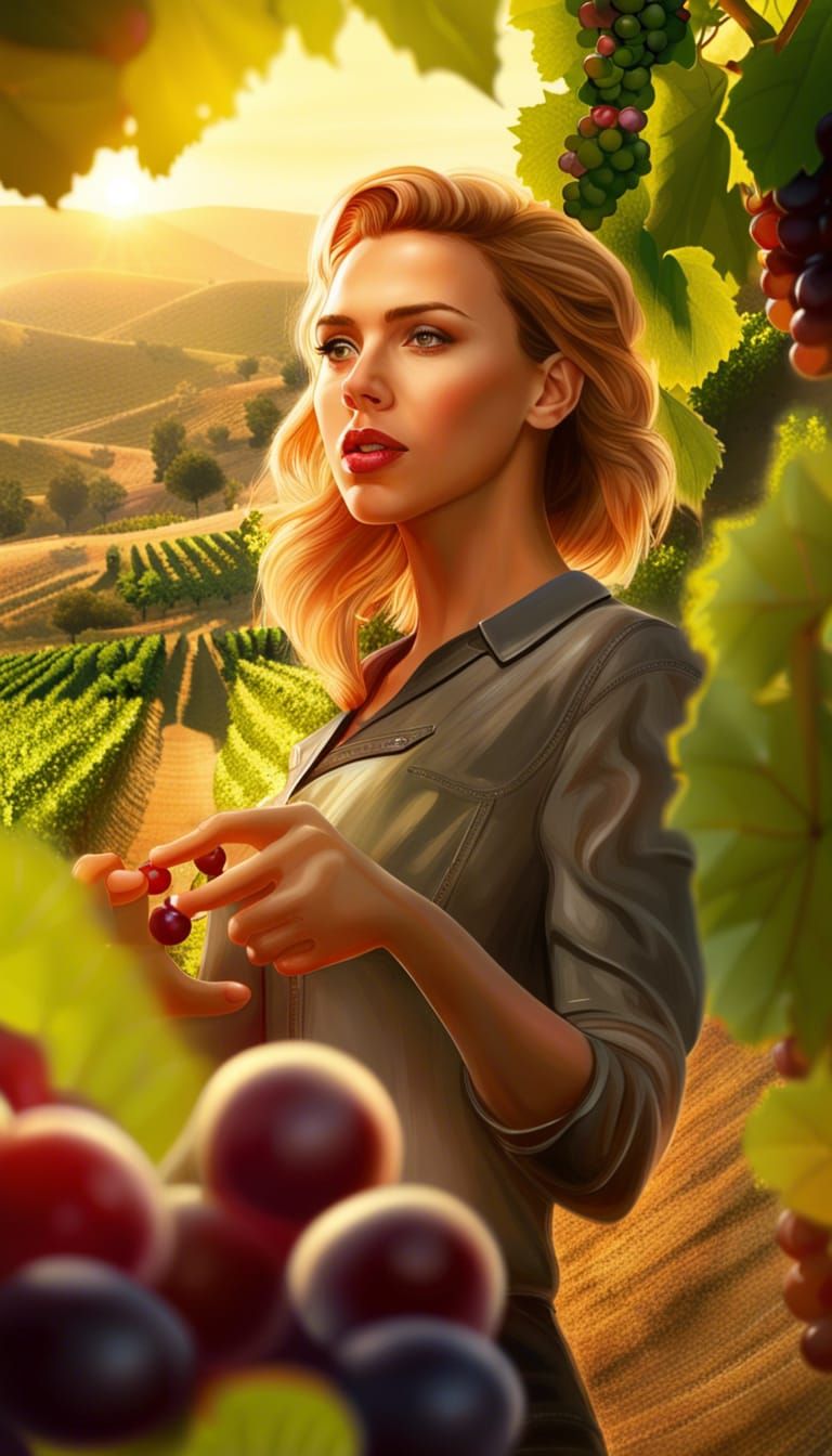 Hyperrealistic Scarlett Johansson Vineyard Movie Poster
