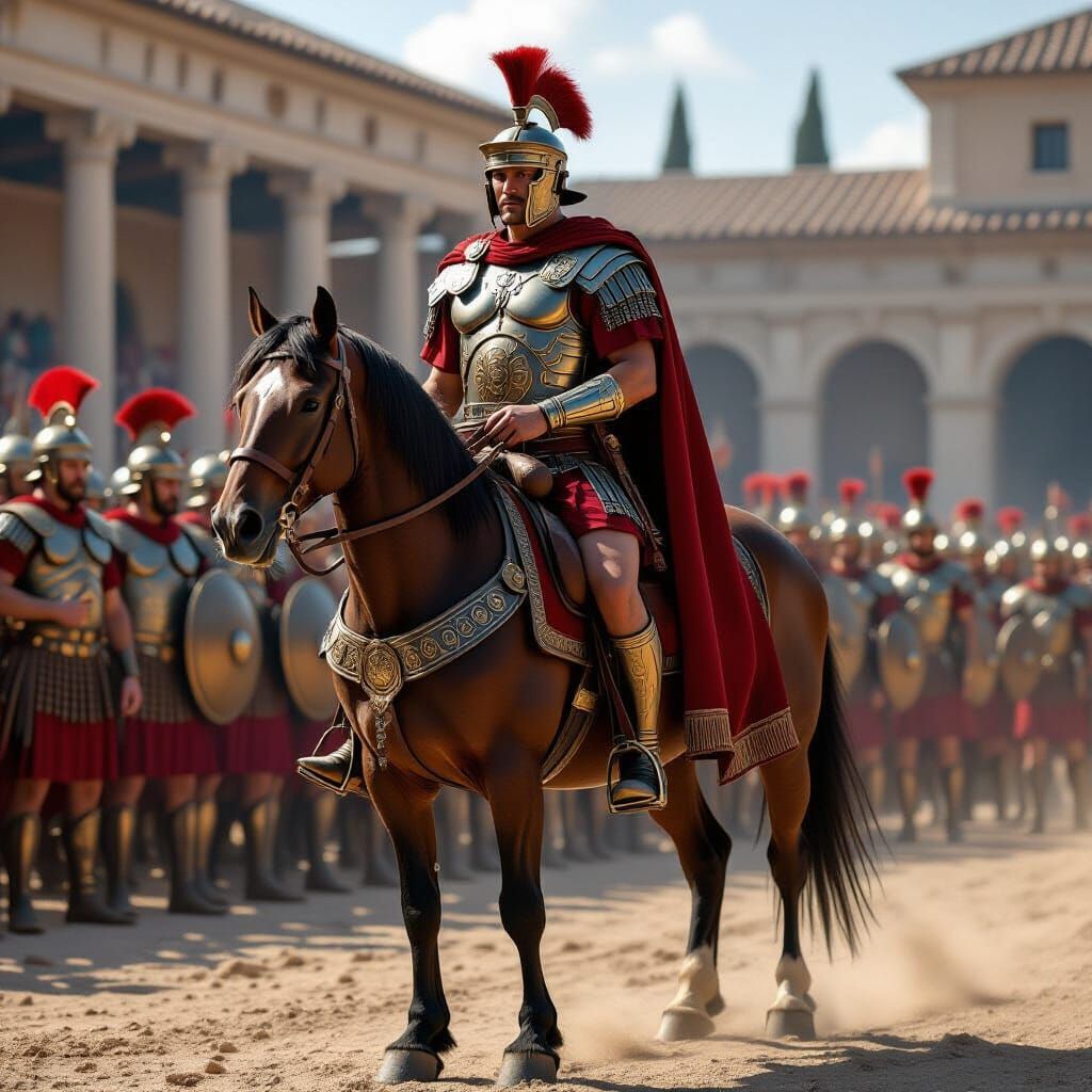 Rome Forever!  Roman General Inspecting the Troops
