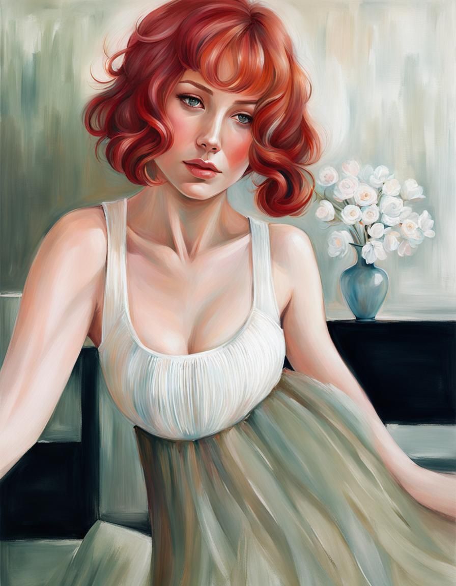 Ethereal Portrait of Laura Browny in Watercolor Style