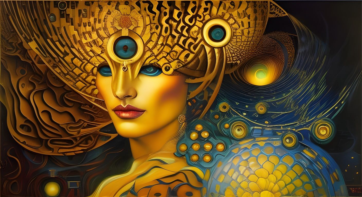 Machinery of Fate: A Klimt-Inspired Digital Icon