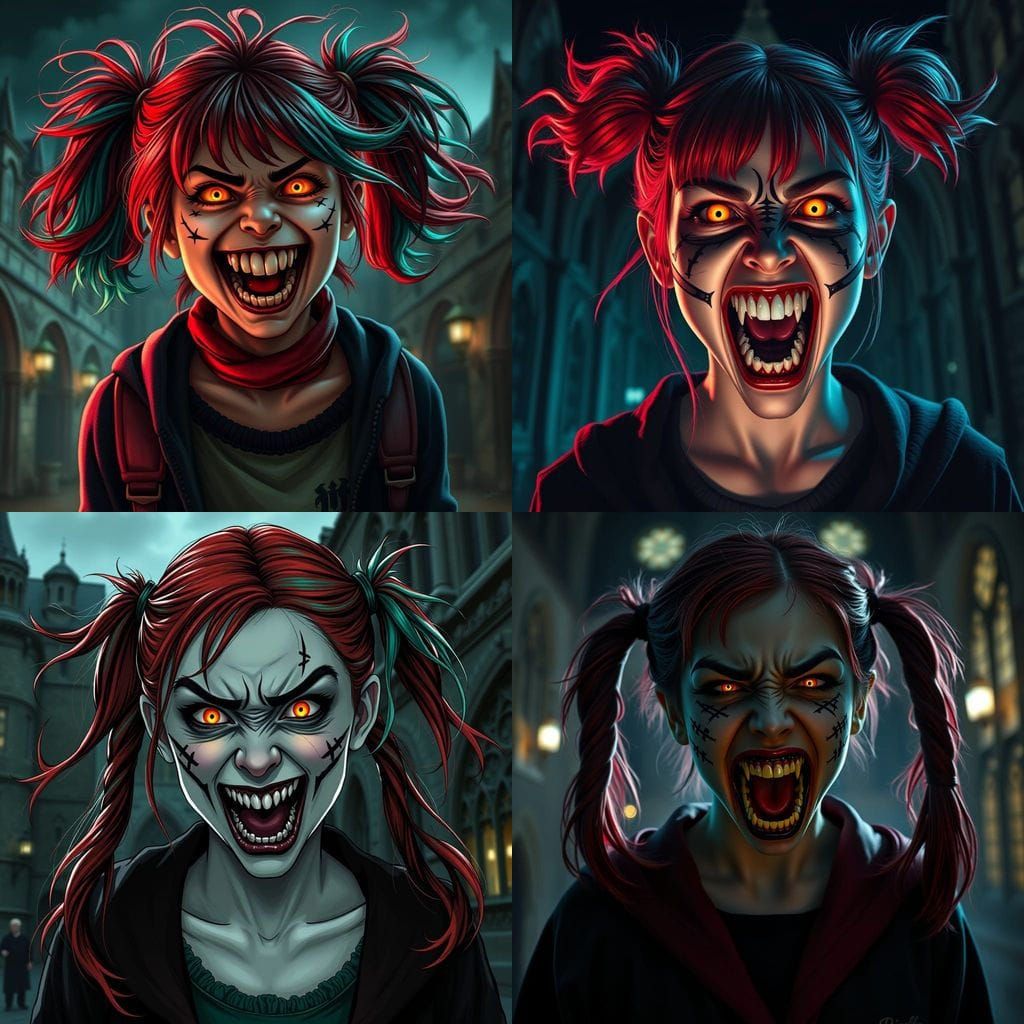 Slytherin Teen Girl Scream in Sinister Hogwarts Quad