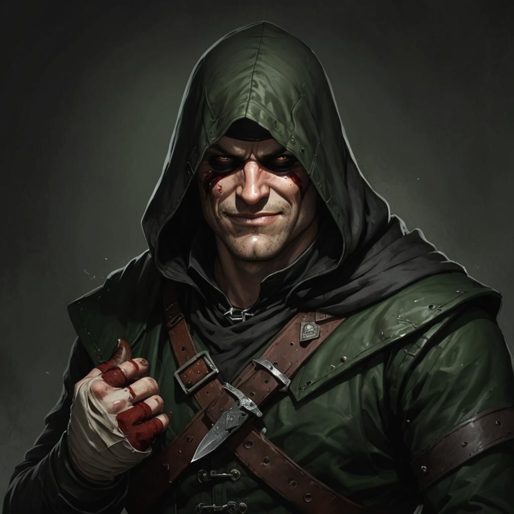 Text title in gothic font "Berwick Halfhand"  A chaotic evil...