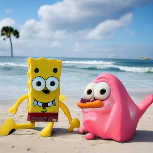 SpongeBob and Patrick: A Beachside Bond

SpongeBob SquarePants, a face full of glee,
Square and yellow, as bright as can...