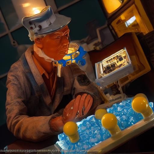 Porcelain Computer Scientist Portrait with Chewing Gum