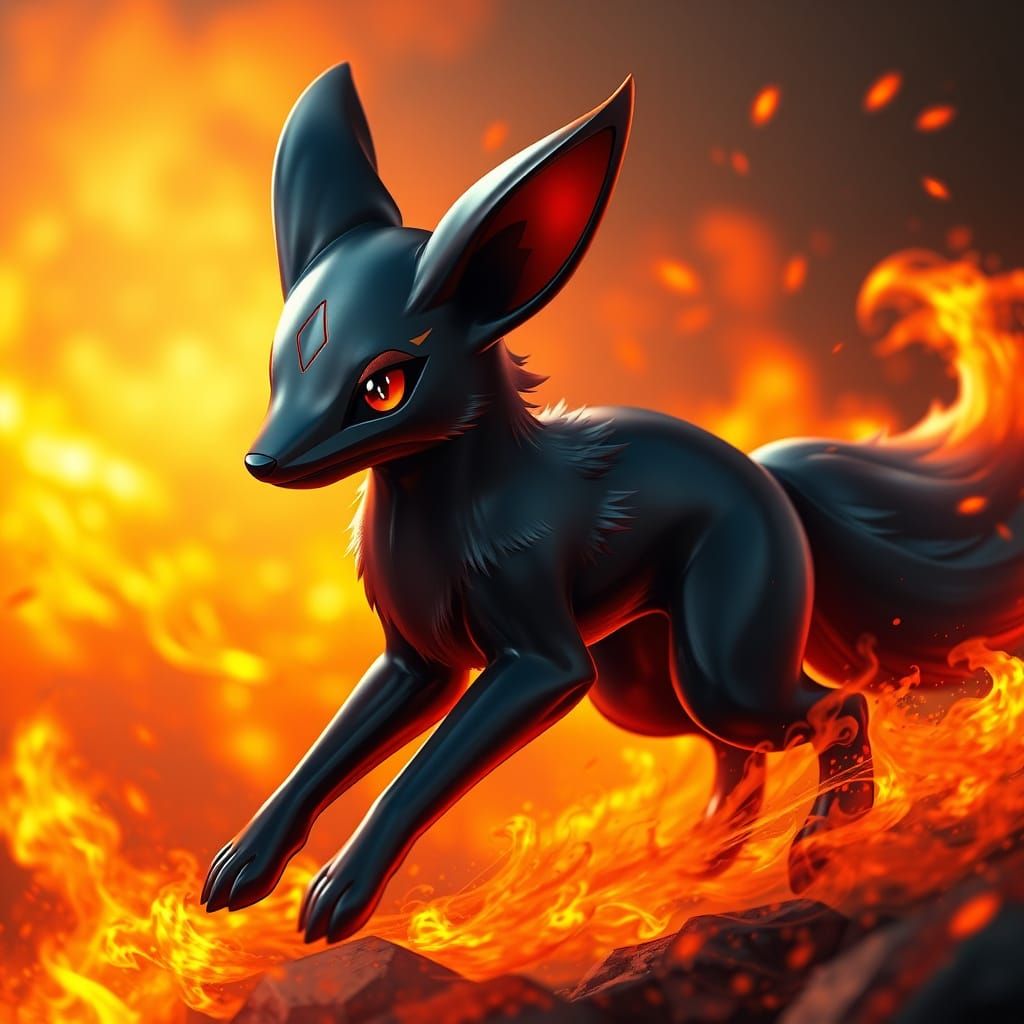 Sleek Fire Fox Pokémon Emerges from Blazing Inferno
