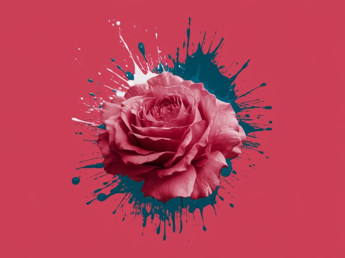 Abstract Surrealism in Dull Red and Cobalt