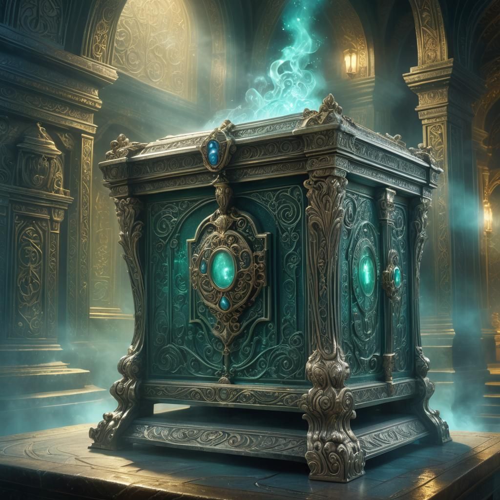 Ethereal Glow: Platinum Coffer Reveals Ancient Scrolls