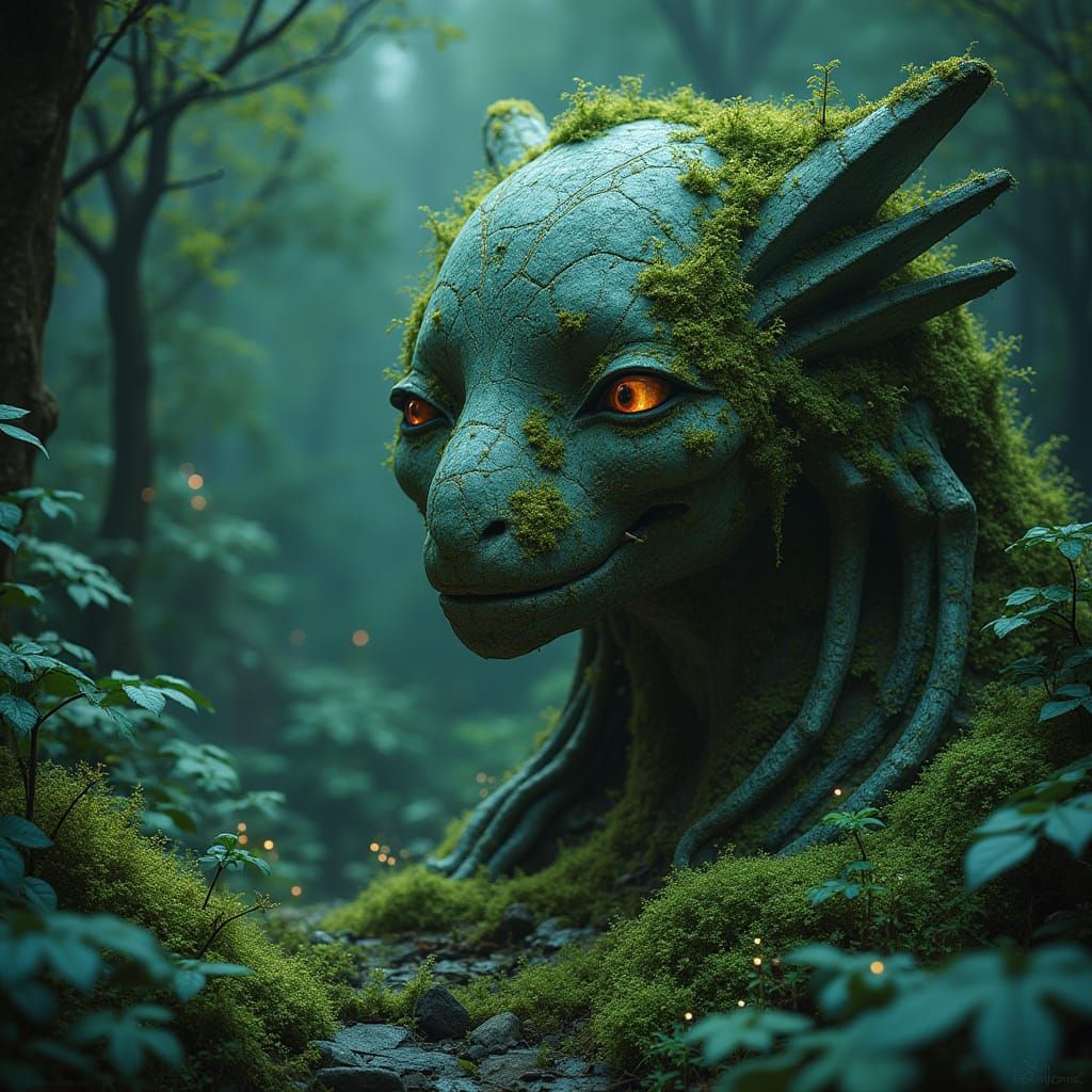 Ancient Stone Deity Awakens in Alien Jungle