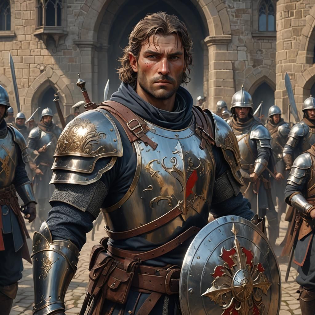 Medieval Soldier in Dark Fantasy Style