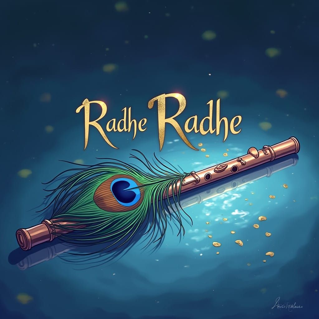 Anime-Inspired Masterpiece with Flute and Peacock Feather