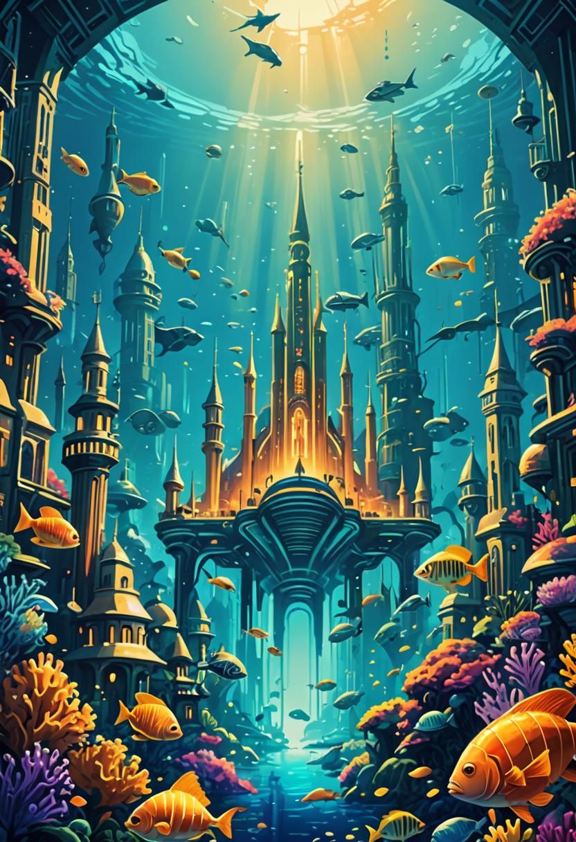 Retro-Futuristic Atlantis: An Underwater City Adventure