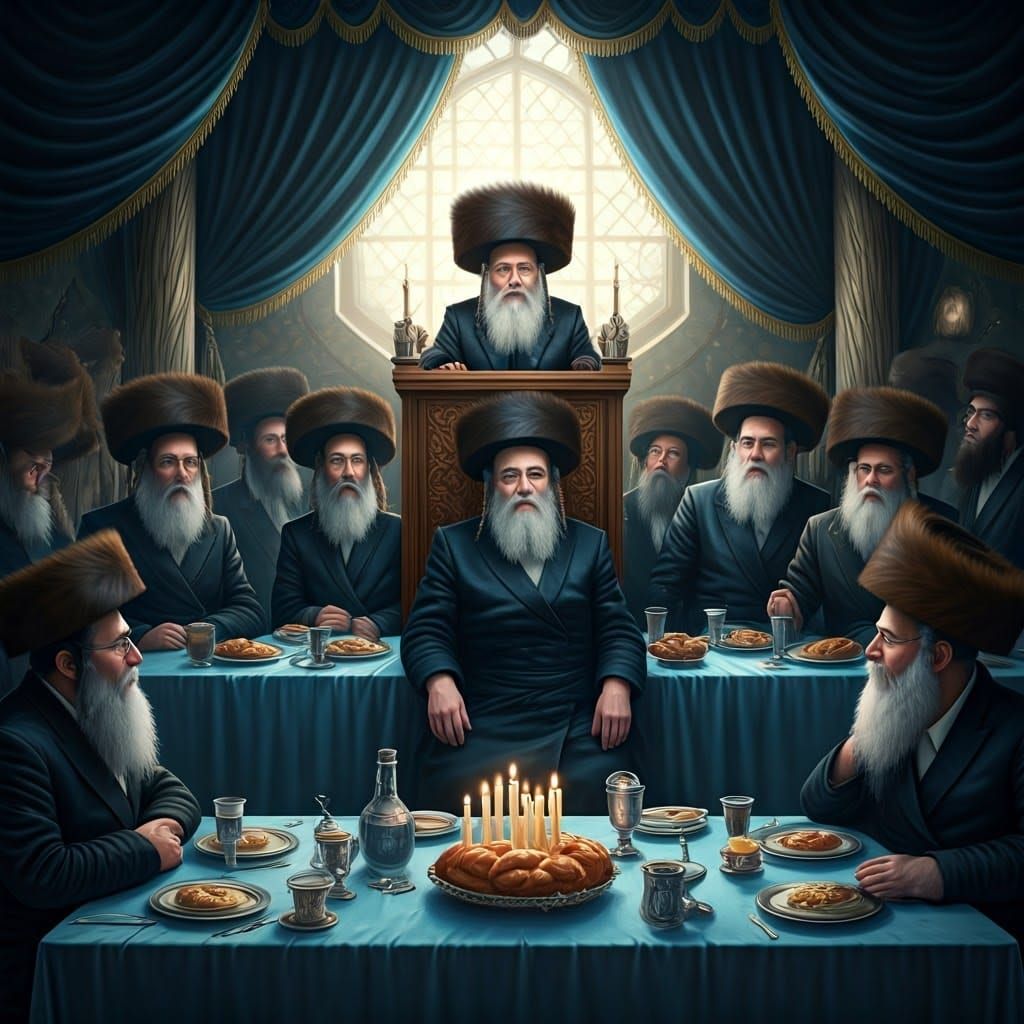 Orthodox Jewish Man Reciting Kiddush in Matte Painting Style