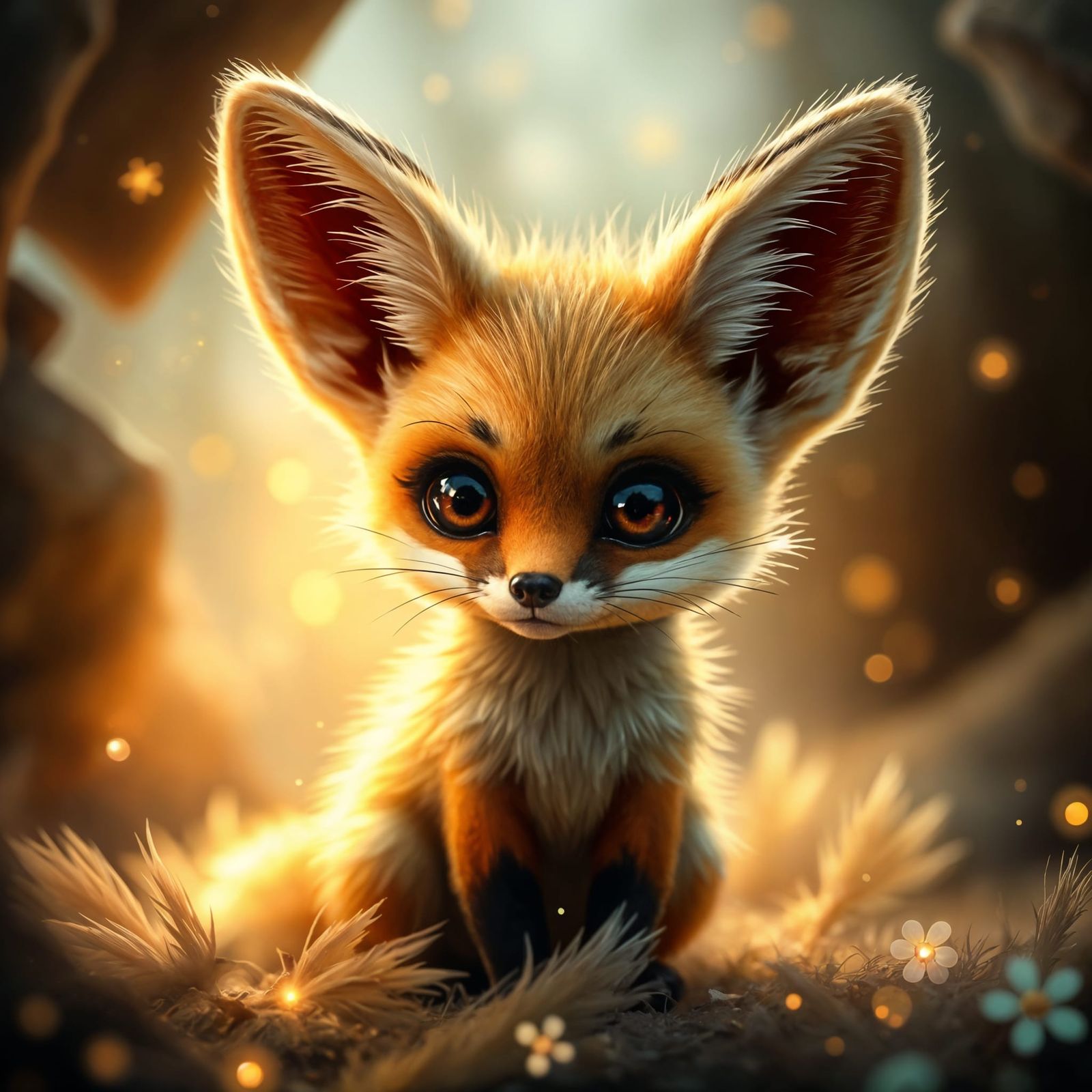 Cute Chibi Fox with Fairy Dust Glow
