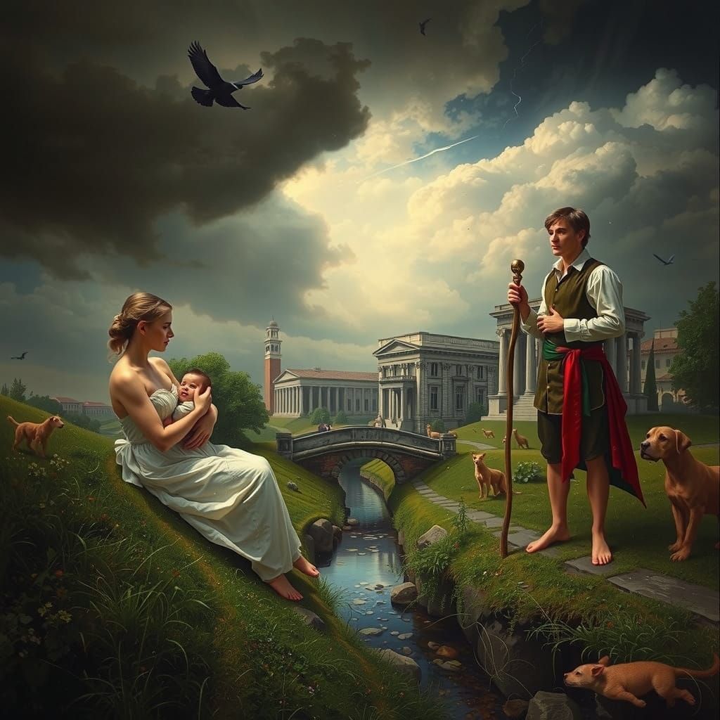 Mysterious Stormy Scene in a Dreamlike Landscape