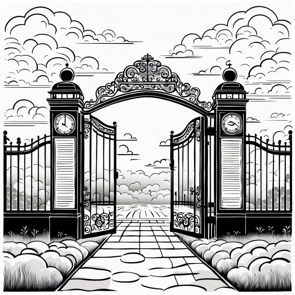 Vintage Gate in a Foggy Field