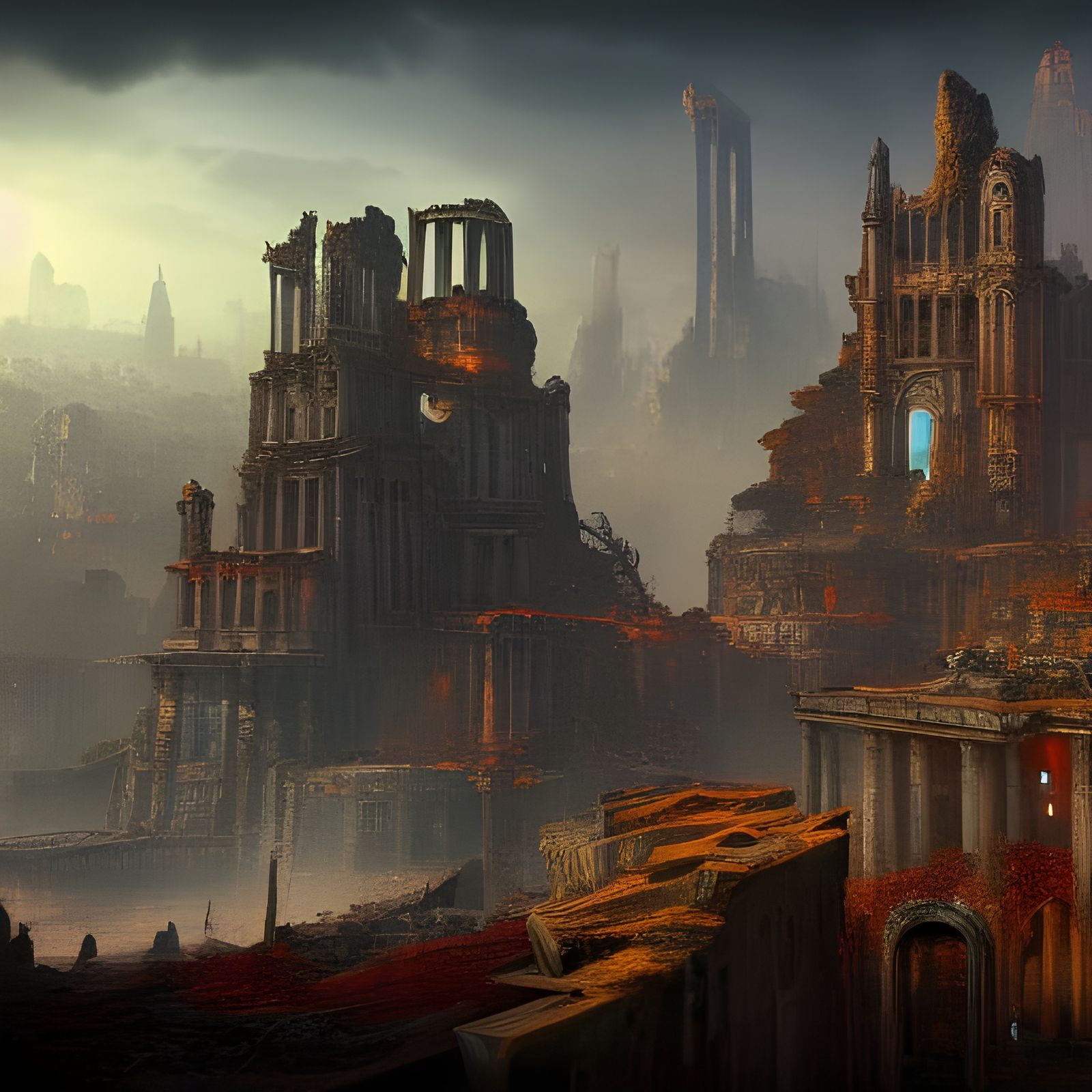 Fantastical City of Ruins in Detailed Matte Painting