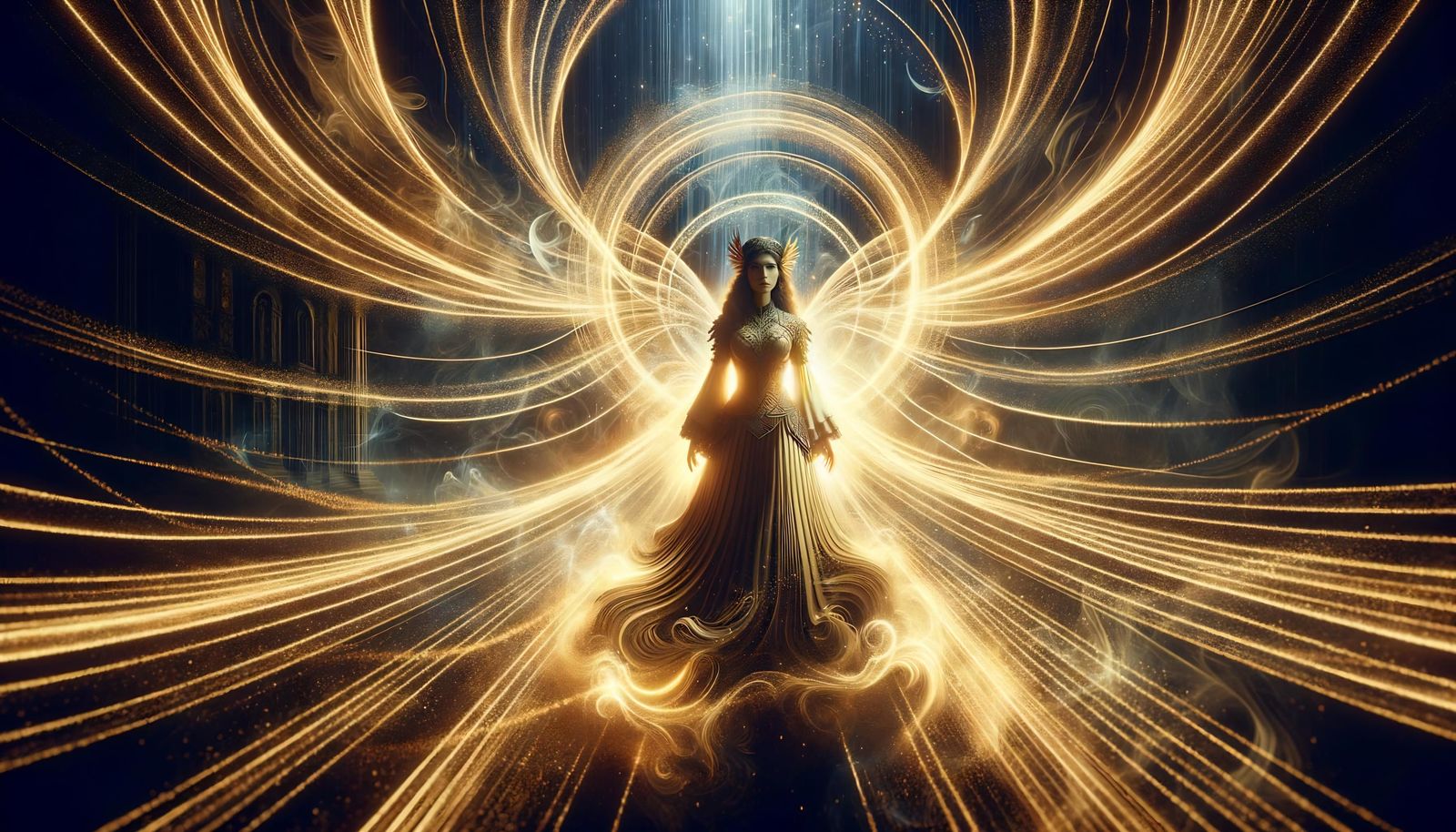 Hispanic Mage with Golden Light in Fantasy Art