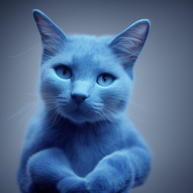 Photograph of a Cute Blue Cat