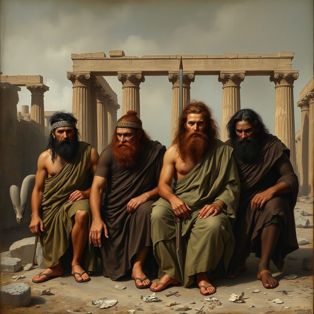 Mysterious Figures in Ancient Greek Ruins