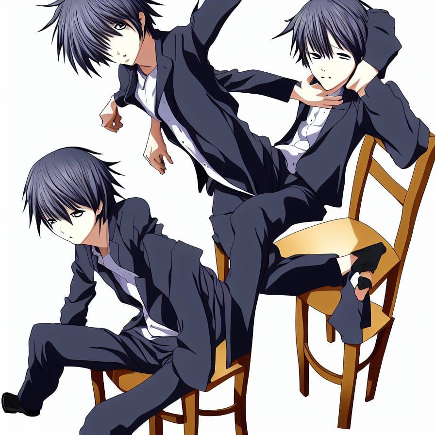 Anime Man's Comical Chair Mishap