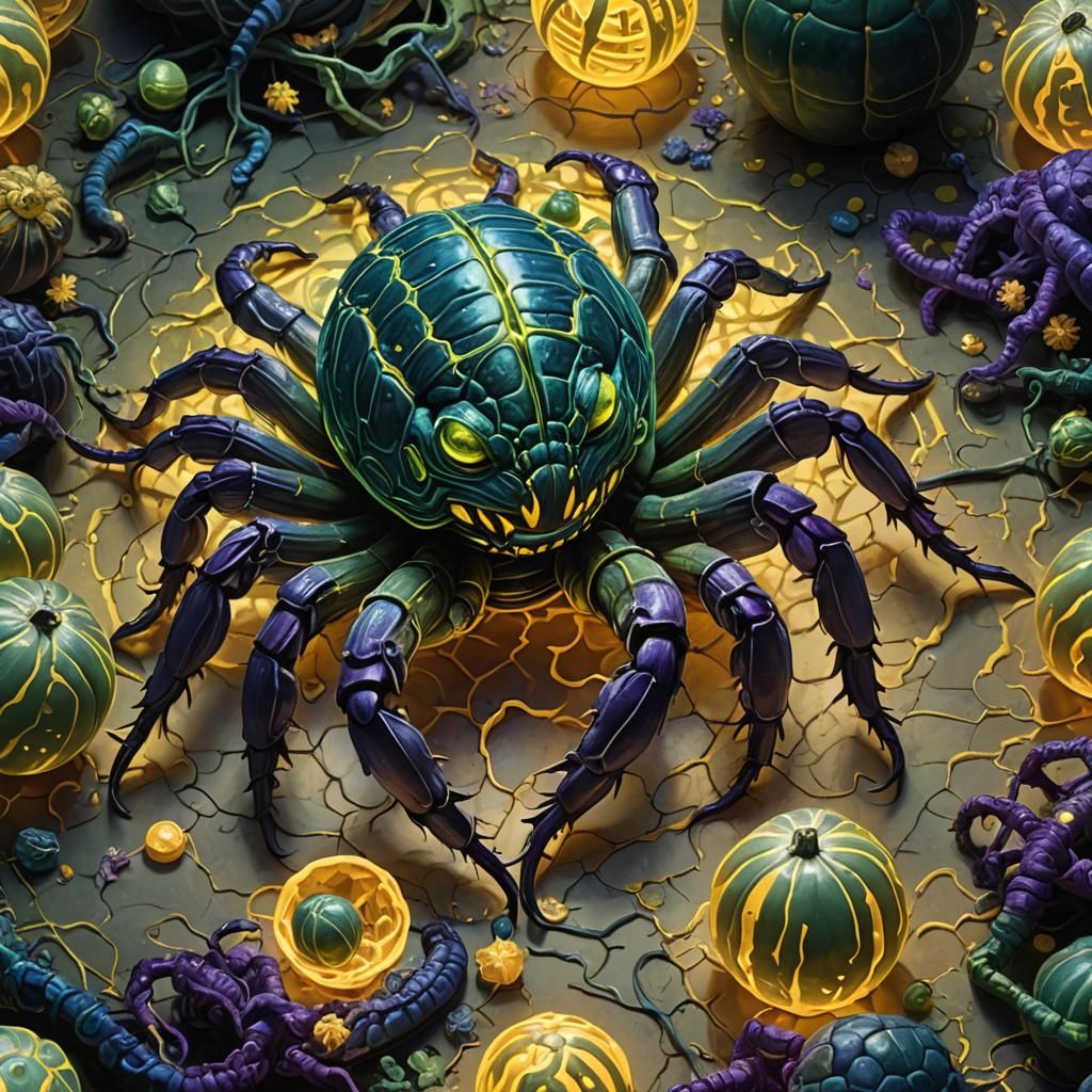 Frankenstein in Glowing Squash Ball with Scorpions