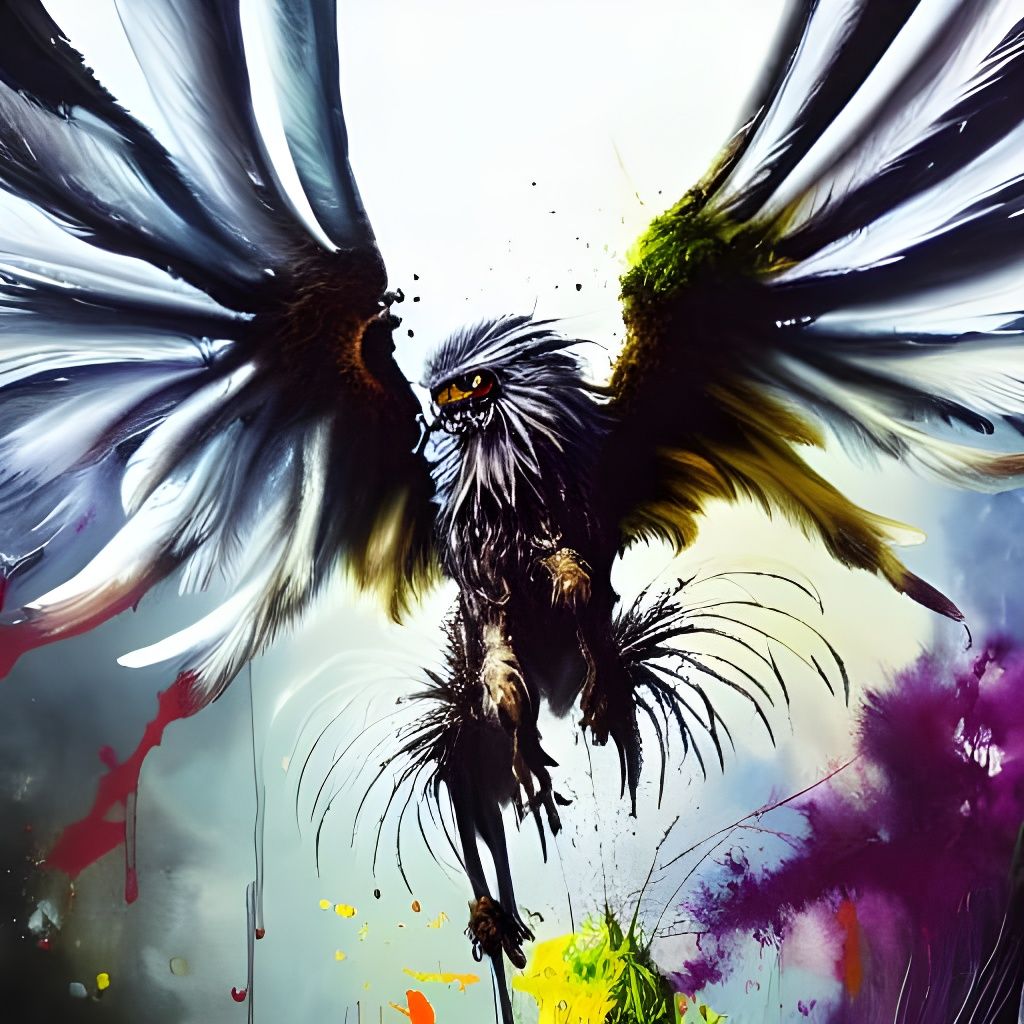 Majestic Griffon with Glowing Eyes in Detailed Painting