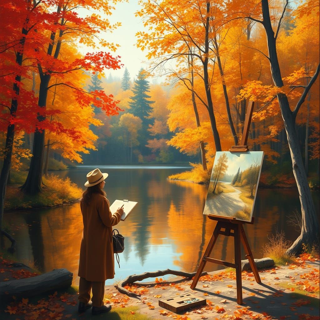 Serene Artist Captures Autumn's Magic in Vibrant Oil Paintin...