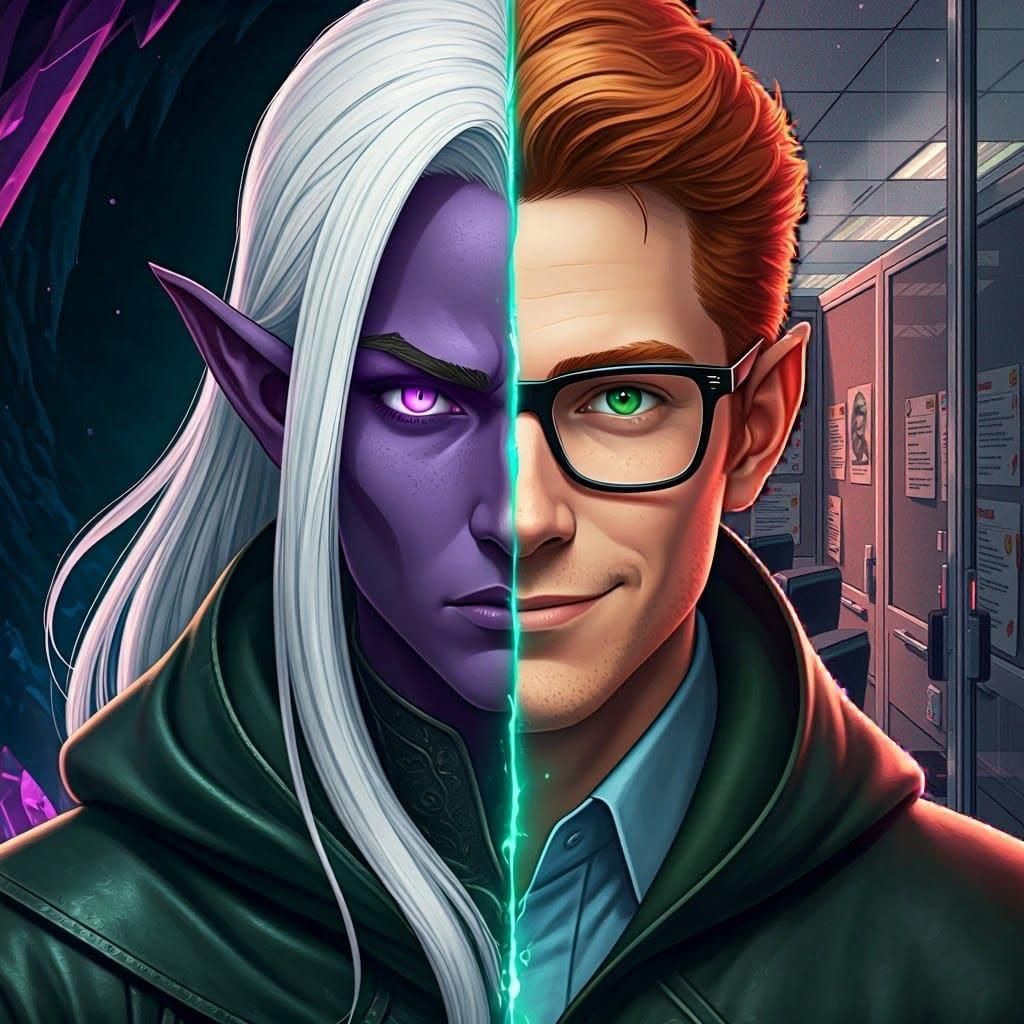 Office Cubicle Becomes Dark Elf Anime Scene