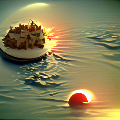 Floating Island Silhouette in 8K 3D
