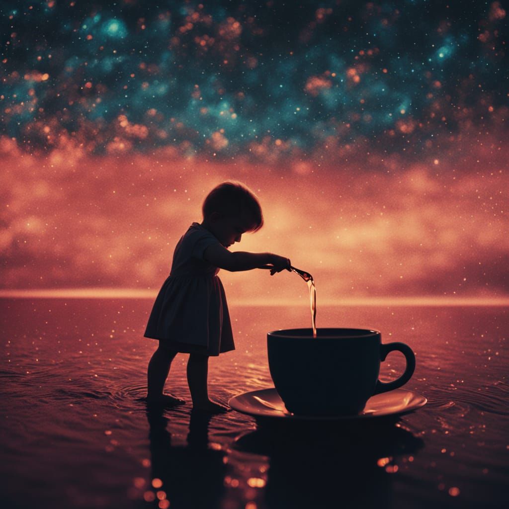 Cosmic Tea Dance in Warm Cinematic Lighting