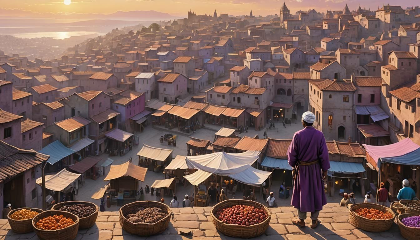 Sunrise Market in a Fantastical Utopia