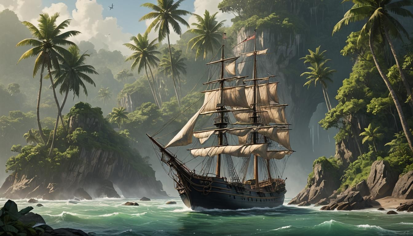 Sinister 1920s Sailing Ship on Jungle Island