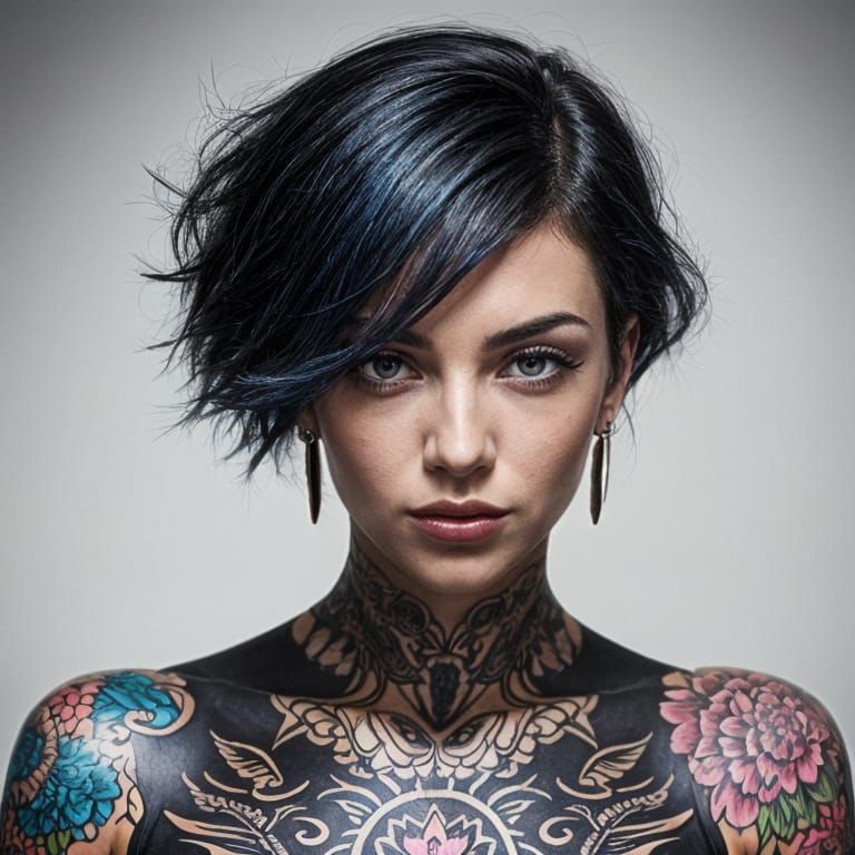 Brazilian Woman with Black and Blue Hair